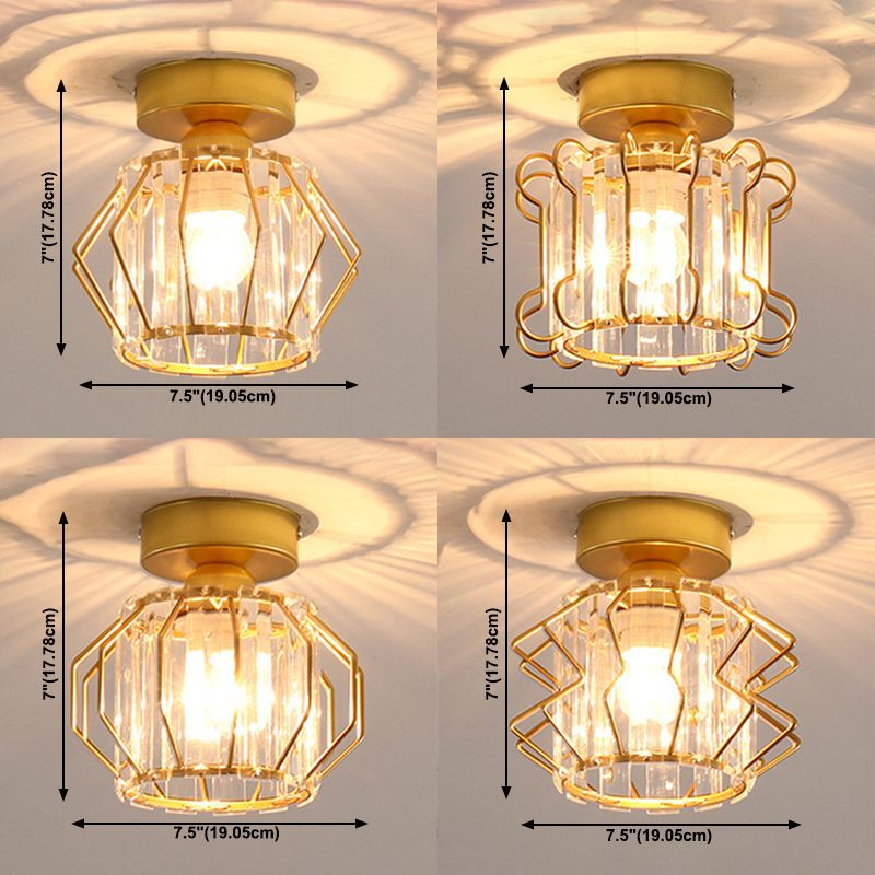 Crystal Shaded Semi Flush Light Fixture Minimalist-Style Close to Ceiling Lamp