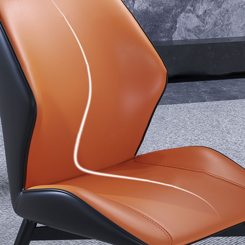Silla auxiliar de cuero contemporánea para el hogar Silla de comedor con respaldo orejero (juego de 2)
