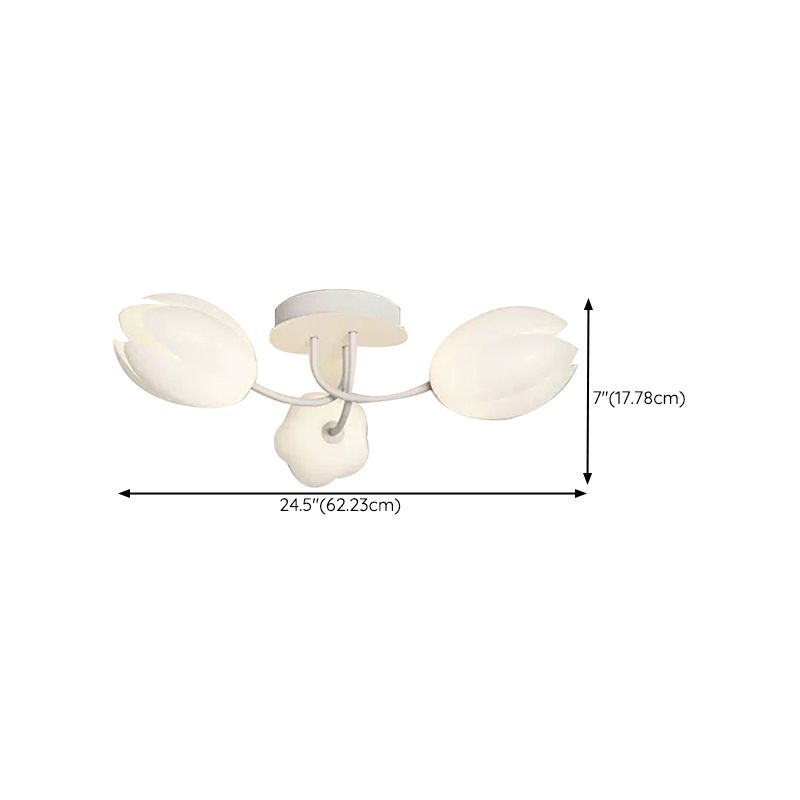 Contemporary Semi Flush Light White Ceiling Lamp for Living Room