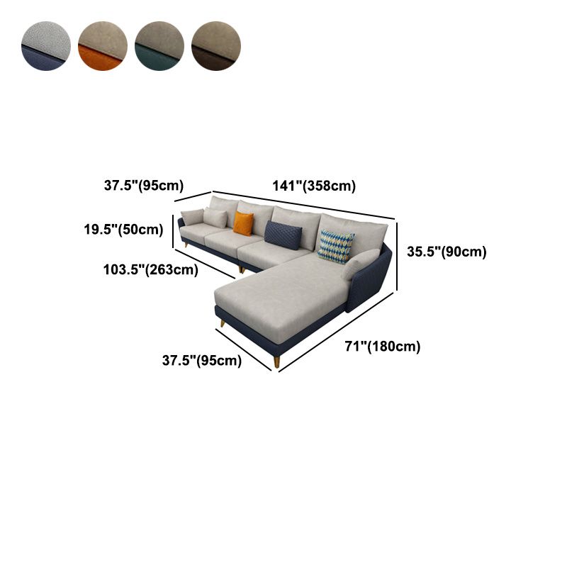 Modernism Stain Resistant Sofa & Chaise 4-Seater Faux Leather Sectional