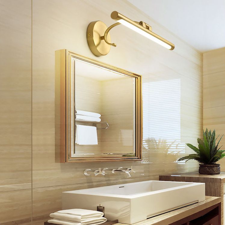 Retro Brass Mirror Cabinet Bathroom Wall Lights Metal Linear Shade LED Ambient Vanity Lighting