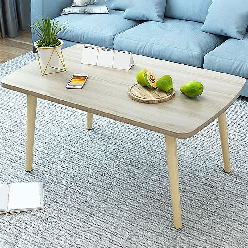 4 Legs Base Design Wood Color Solid Wood White/wood-based Panel Top Coffee Table