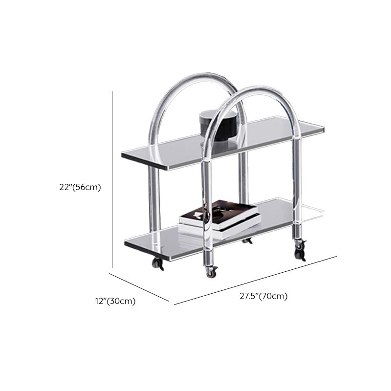 Contemporary Clear Acrylic Sofa Side Accent Table 4 Legs End Table with Storage Shelves