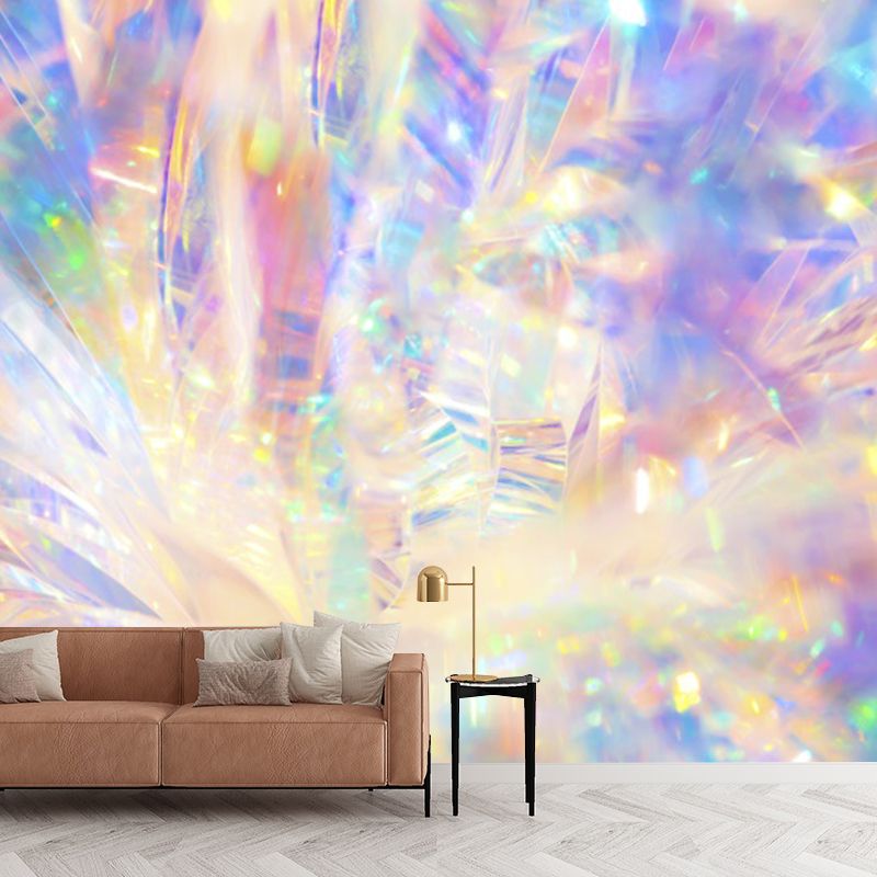 Huge Holographic Pattern Mural Yellow Non-Woven Wall Art for Home Decor, Personalised