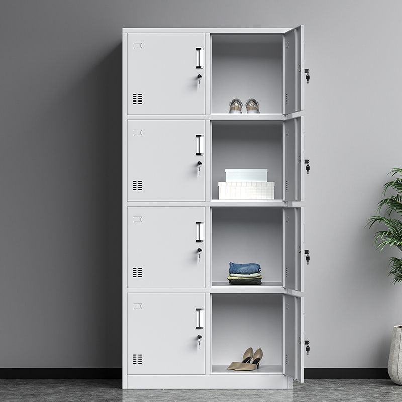 Metal Contemporary Storage Cabinet White Hinged Door Cabinet