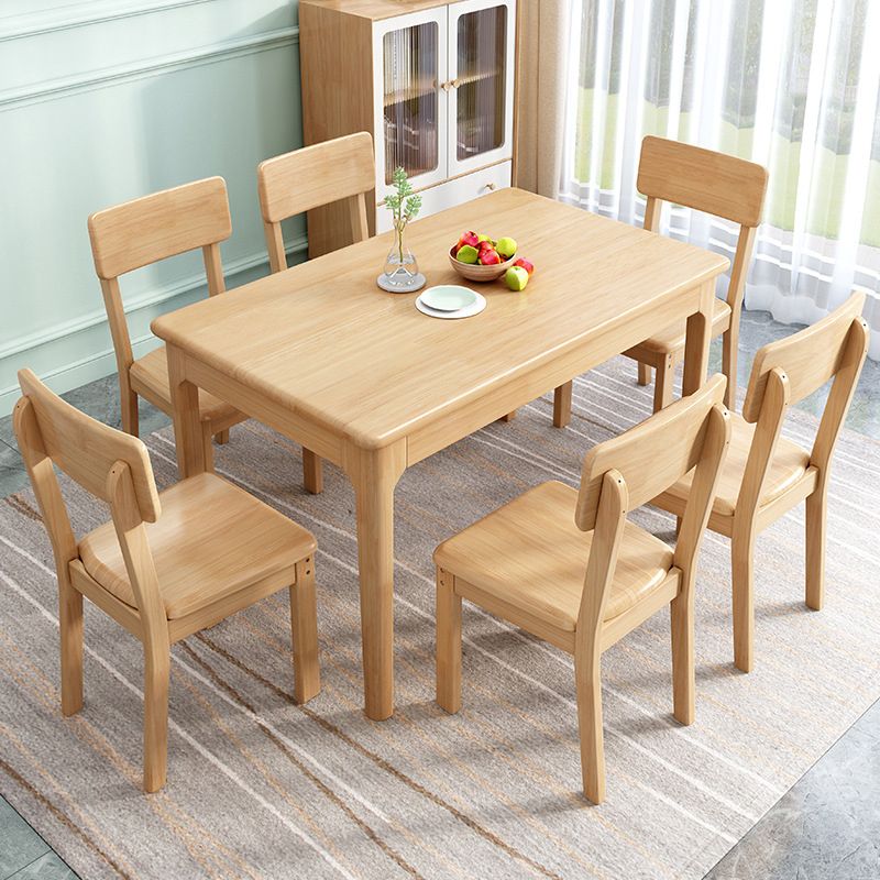 Dining Room Kitchen Table Rubberwood Solid Wood Dining Table