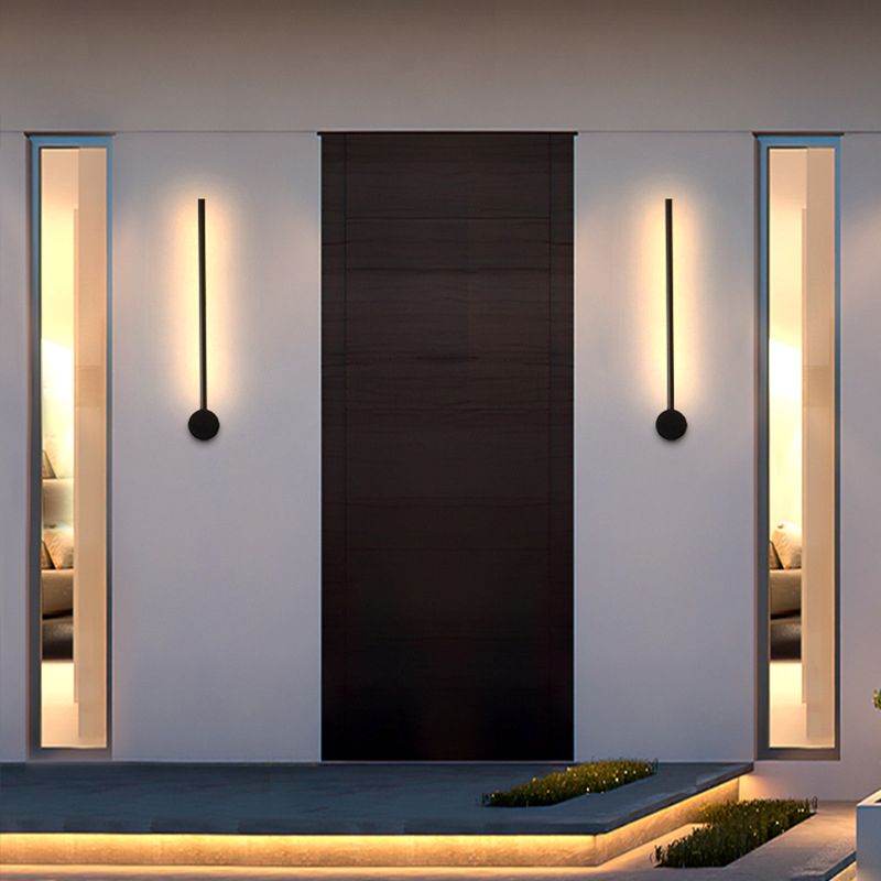 Linear Shape Metal Wall Mount Light Modern Style Multi-Lights Wall Light Sconce in Black