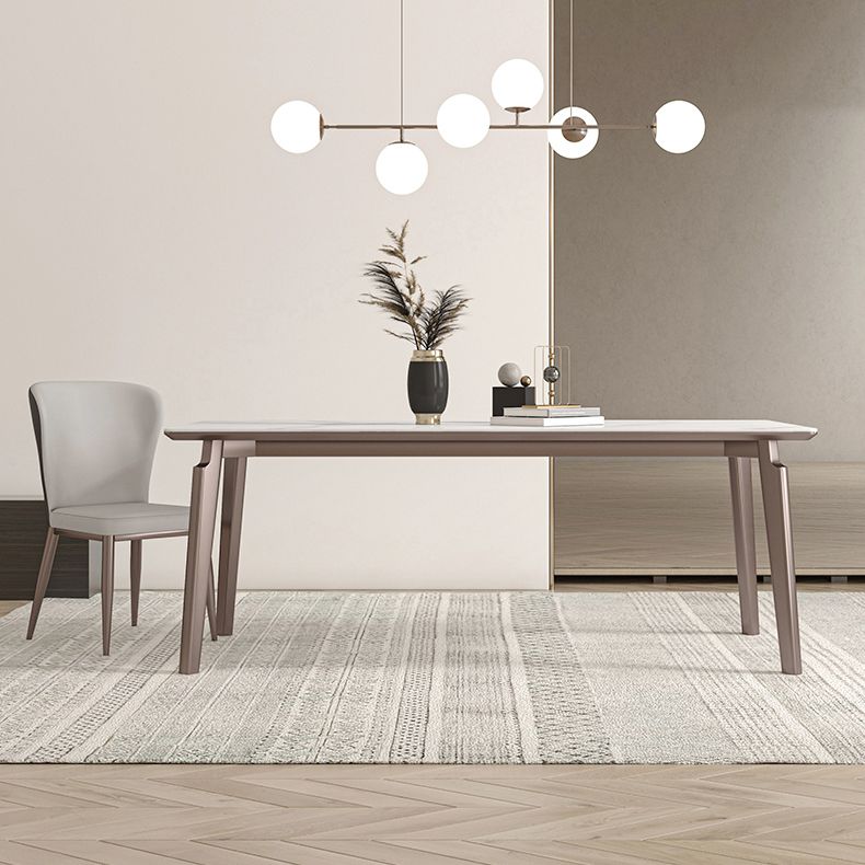 Sintered Stone Medieval Modern Table Rectangle Table with 4 Wooden Legs for Restaurant