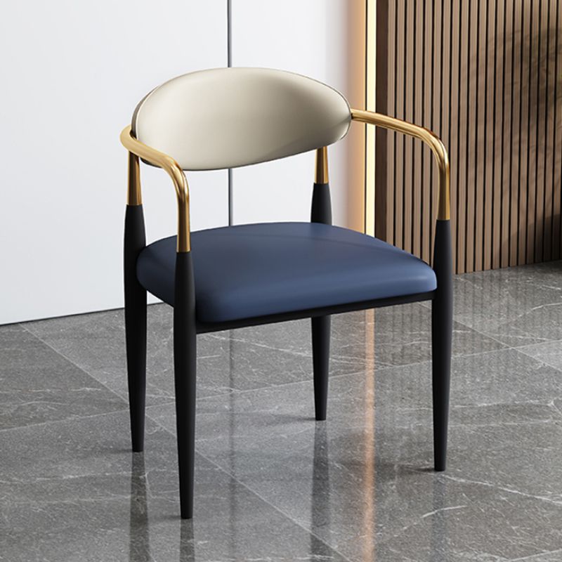 Contemporary Style Open Back Chair Faux Leather Dining Armchair