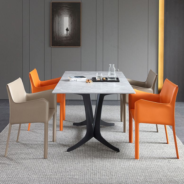 Matte Finish Solid Back Chair Designer Style Home Leather Arm Chair