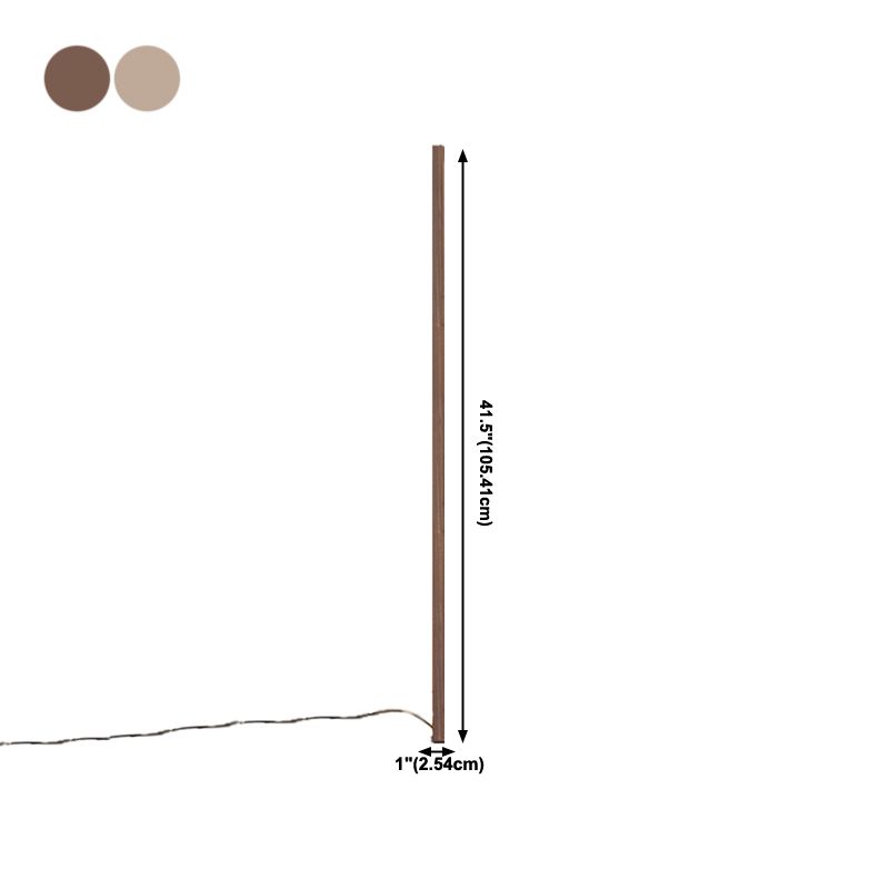 1 Light Linear Floor Lamp Contemporary Wood Standard Lamps for Bedroom