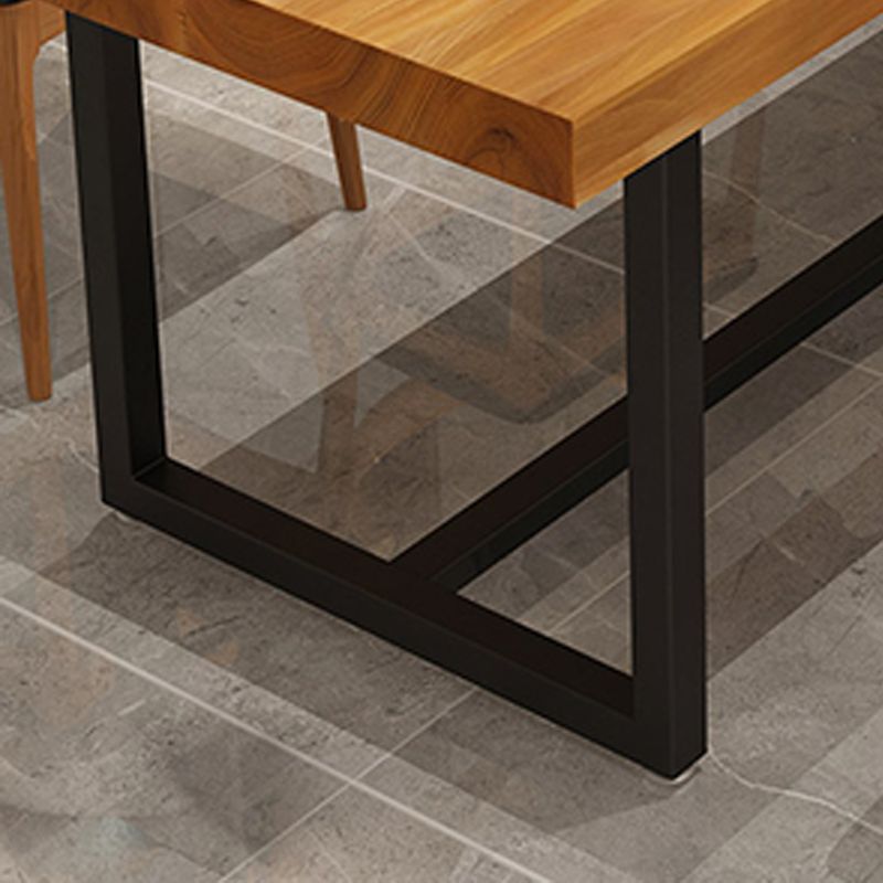 Rectangle Black Base Dining Table Modern Pine Wood Table for Dining Room