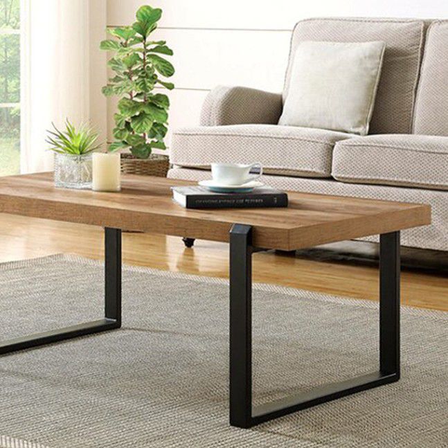 Rectangle Solid Wood Coffee Table Sled Coffee Cocktail Table