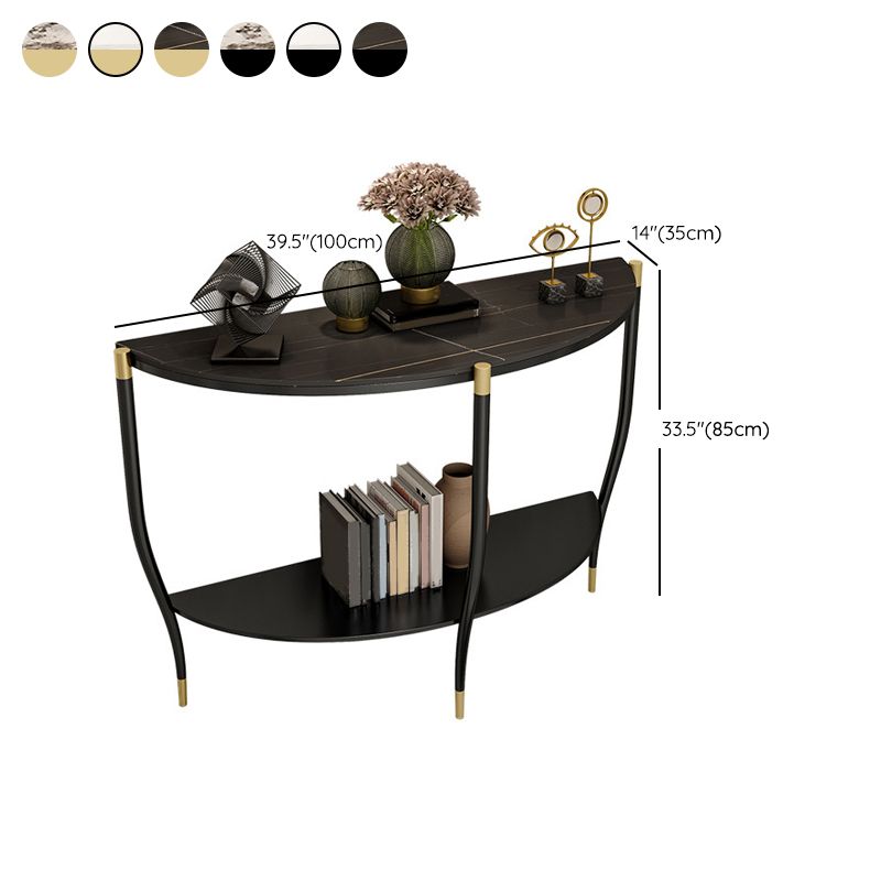 Stone Half Moon Console Table 33.46" Tall Legs Included Accent Table