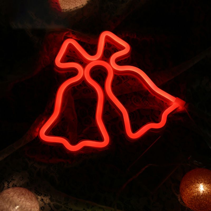 Jingle Bell Mini Lámpara de noche Led de plástico moderno Iluminación de mesita de noche para Navidad