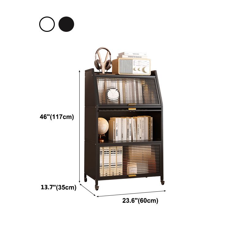 Modern Style Bookshelf Metal Closed Back Bookcase with Door for Home Office