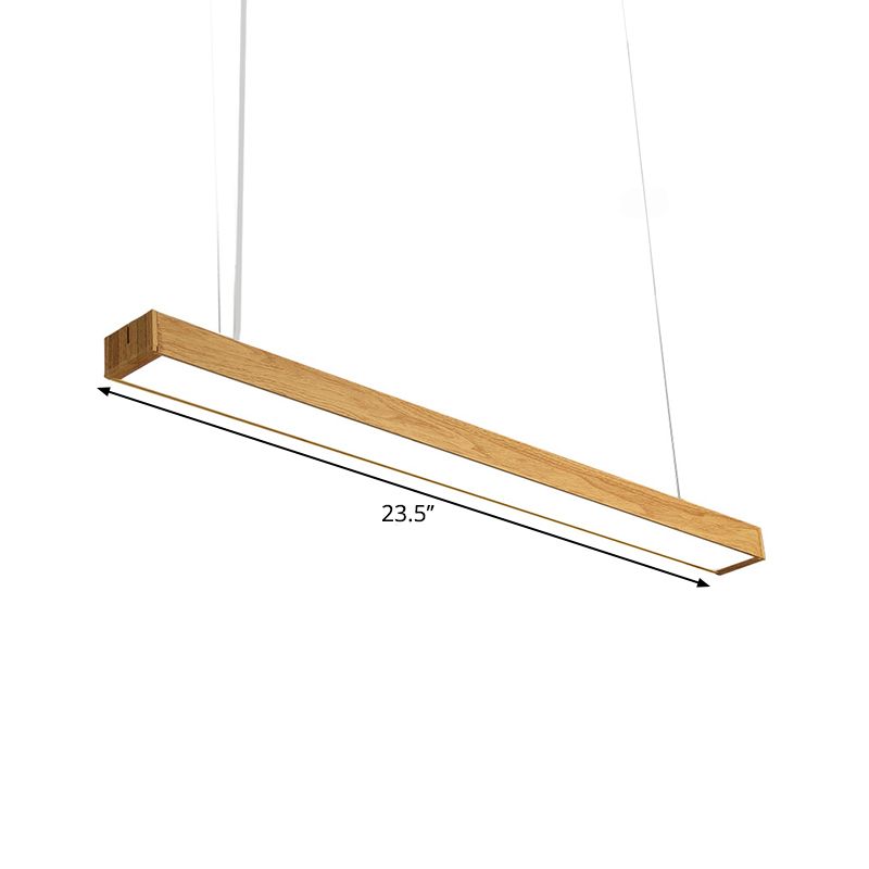 Aluminium Linear Anhängerlampe Nordischer Stil 23,5 "/47"/71 "Lange LED -Decke hängen Licht in Holz