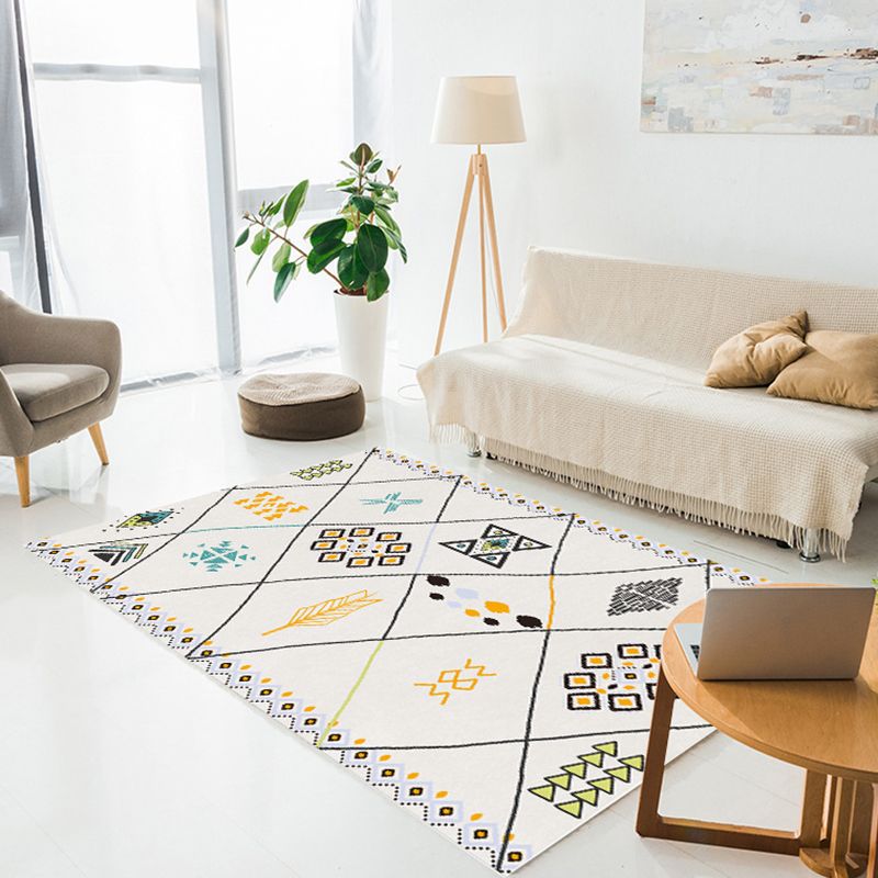 Pink Geometric Pattern Rug Modern Polyester Area Carpet Anti-Slip Washable Rug for Home Decor