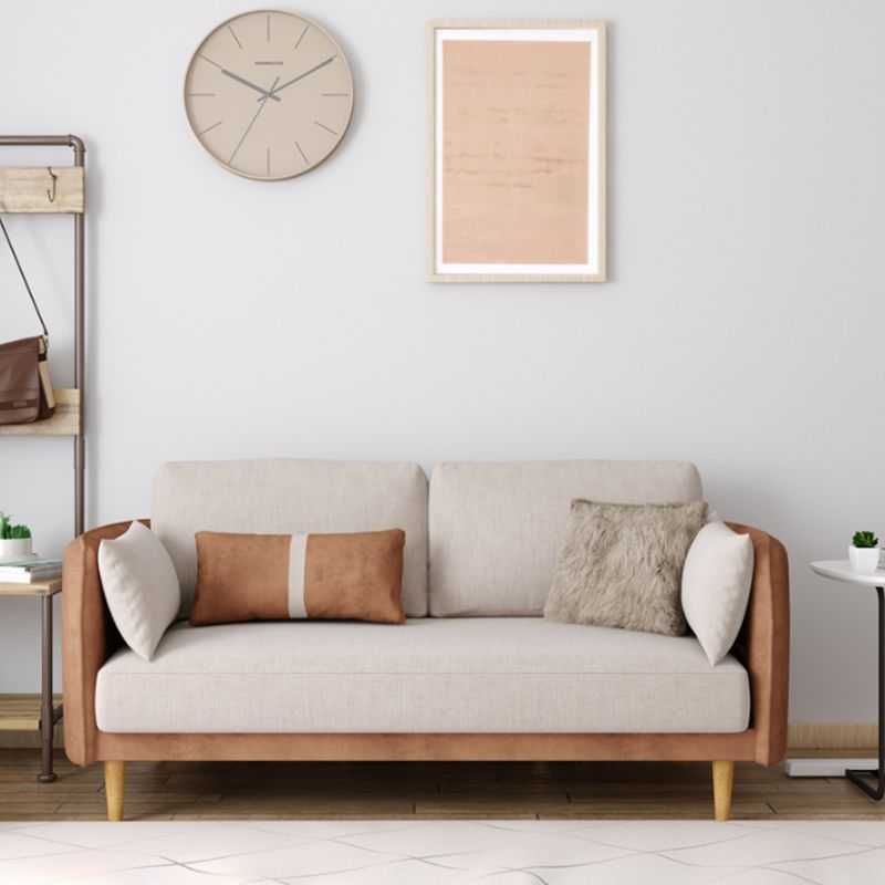 Square Arm Sofa 31.89" H Scandinavian Fabric Sofa with Pillows