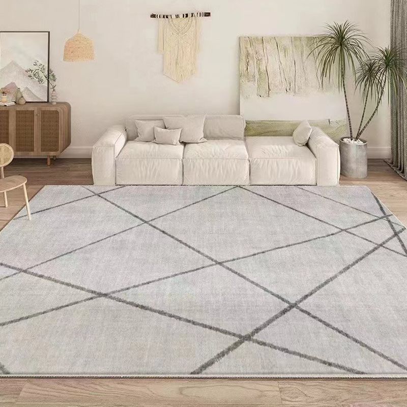 Grey Modern Carpet Polyester Line Area Carpet Stain Resistant Carpet for Living Room