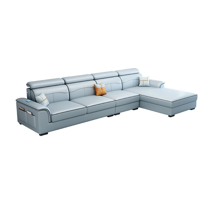 Contemporary Faux Feather/Linen Sofa with Pillows for Living Room