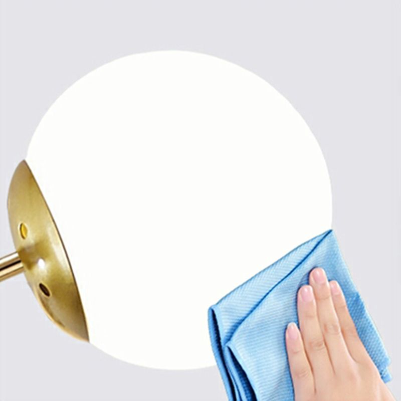 Bedroom Suspension Pendant Light Nordic White Pendant Light Kit with Orb Glass Shade