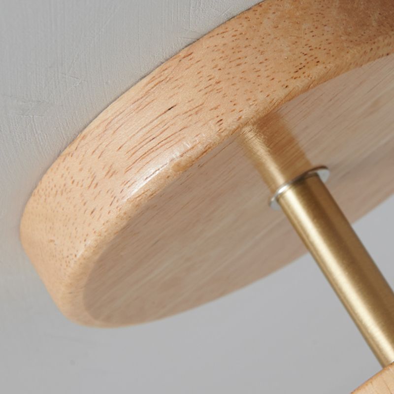 Dome Shape Ceiling Lamp Modern Wood 1 Light Flush Mount with Glass Lampshade for Aisle