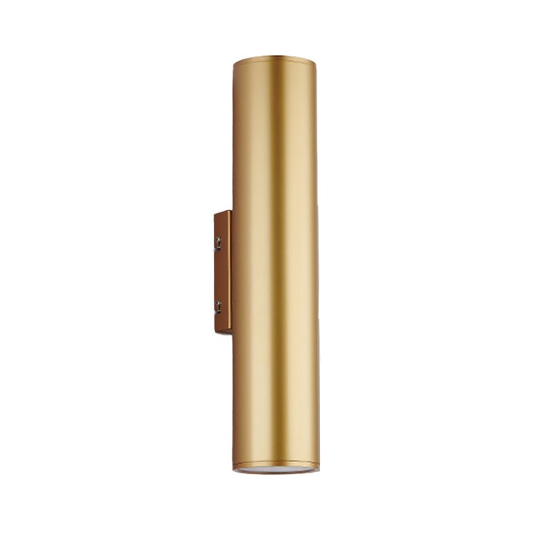Cylinder Shape Wall Mount Lamp Modern Style Metal 2 Lights Sconce Lamp in Gold