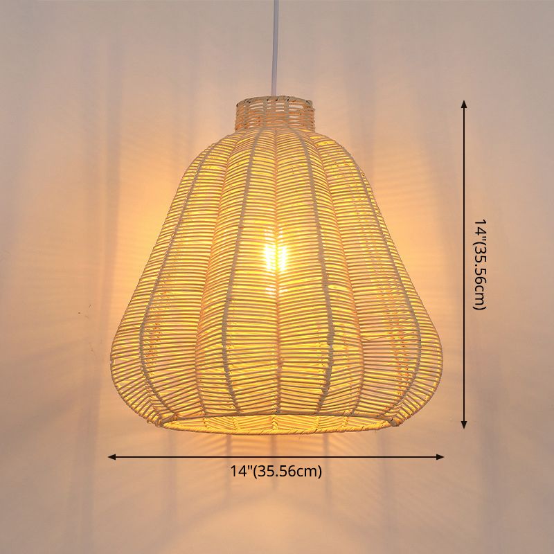 Carambola Suspension Pendant Light Creative Asian Bamboo 1 Bulb Wood Ceiling Light
