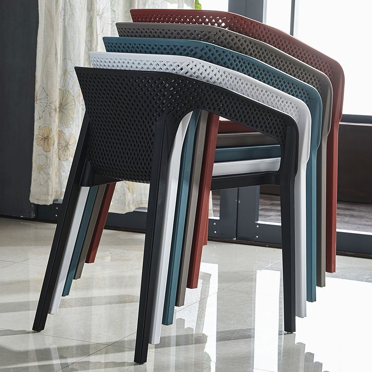 Contemporary Stackable Chair Dining Kitchen Arm Chair with Plastic Legs