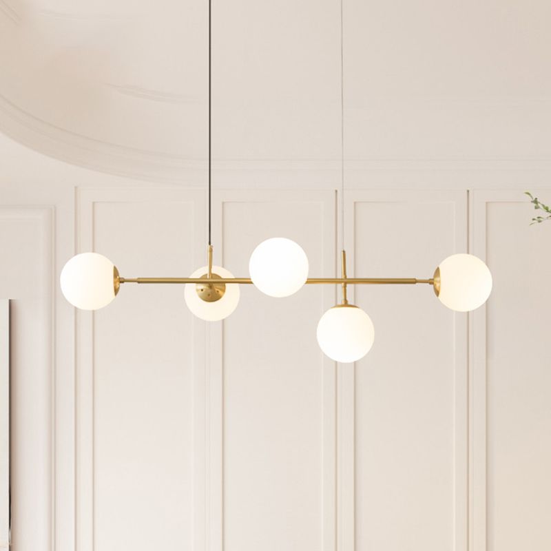 Modern Style Ball Shape Island Pendants Glass Pendant Lights in Gold for Dining Room