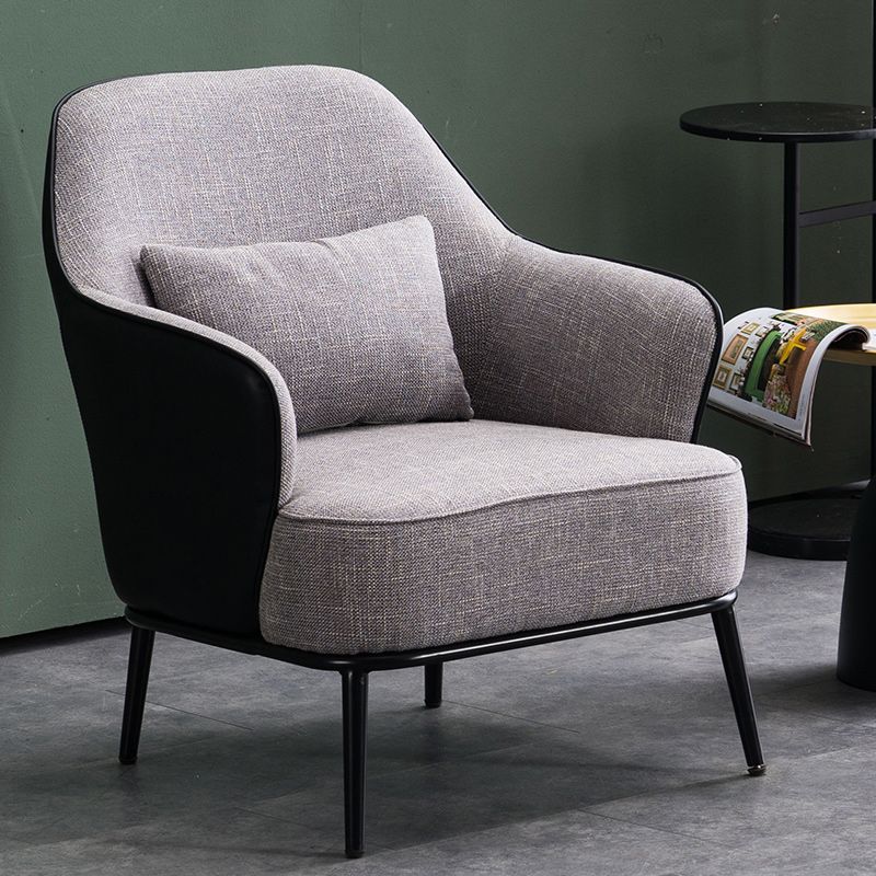 Modern Armchair Solid Color Pillow Back Basic Four Legs Chair
