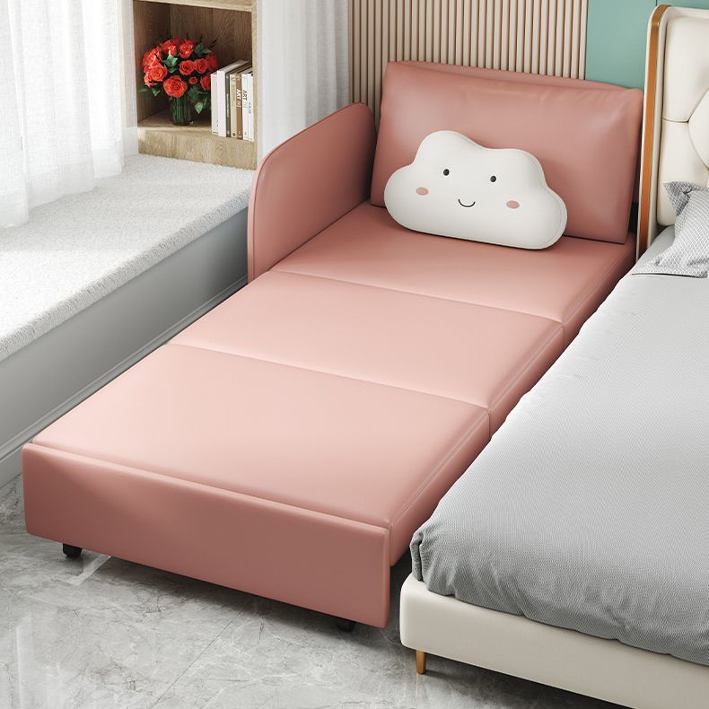 Faux leather Sleeper Sofa 32.28" Wide Pink Foldable Armless Sofa Bed