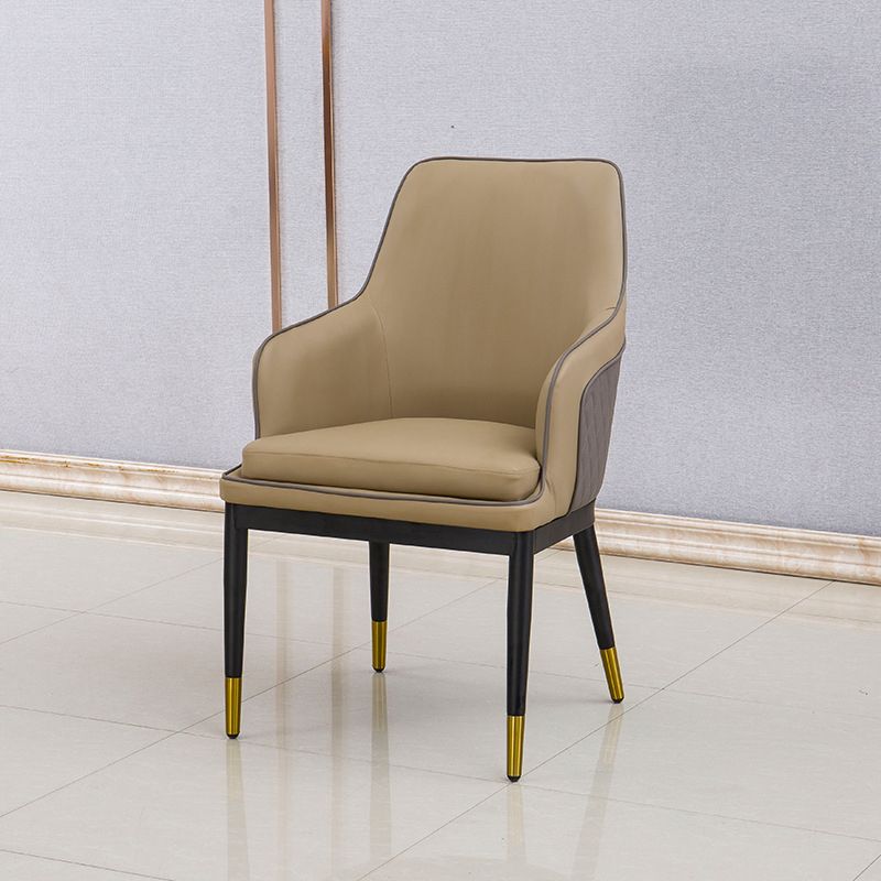 Glam Kitchen Dining Arm Chair Upholstered Side Chair with Metal Legs