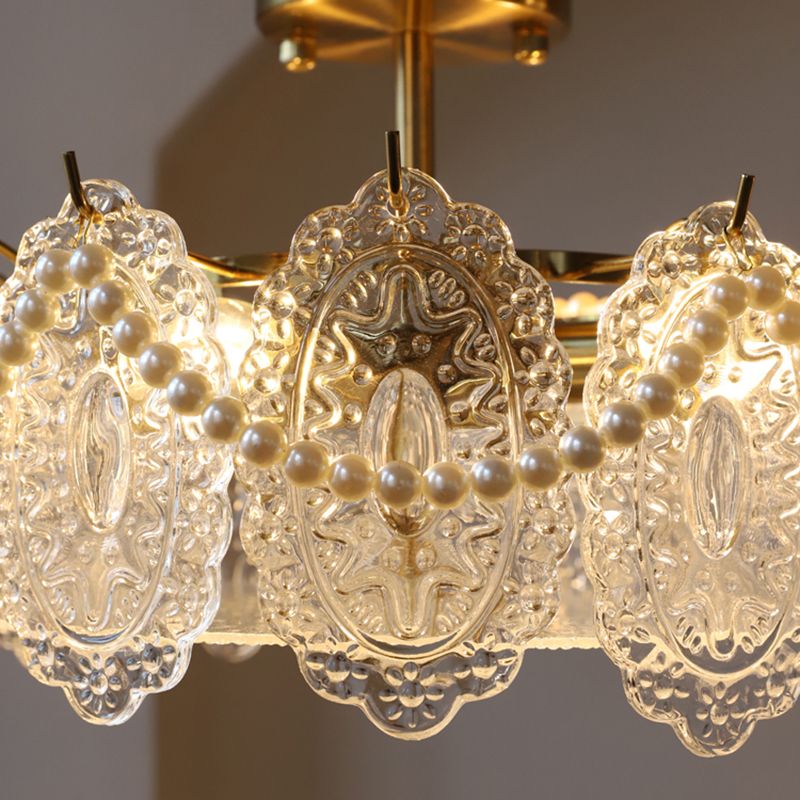 Contemporary Creative Ceiling Lamp Glass Shade Flush Mount Light Fixture