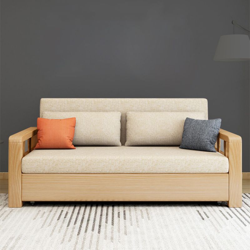 Linen Square Arm Sofa Contemporary Convertible Bed Sofa for Living Room