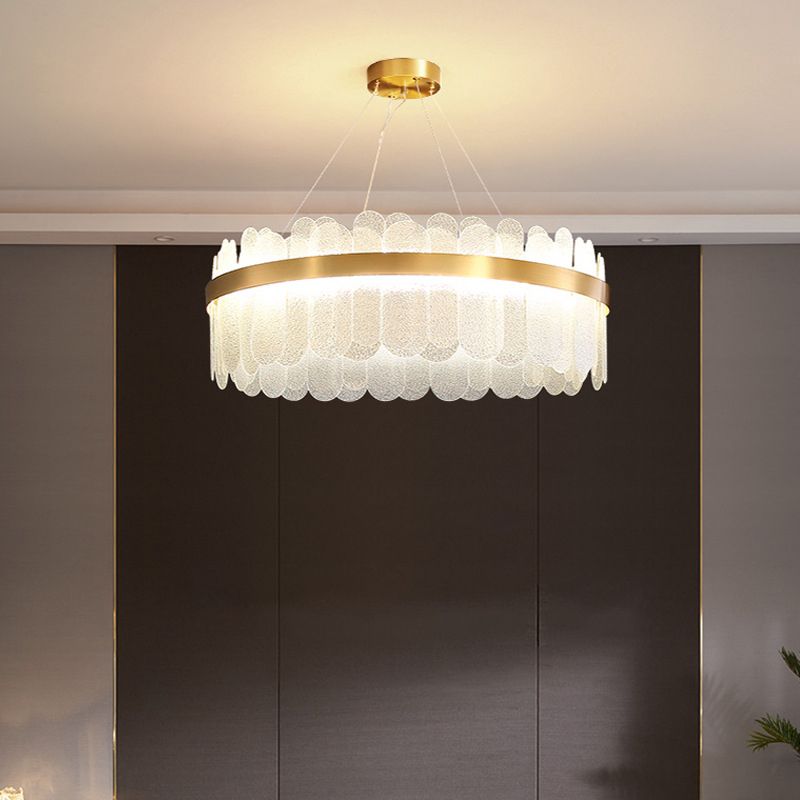Lampadario a led a led in stile lusso leggero lampadario in metallo circolare in metallo in oro