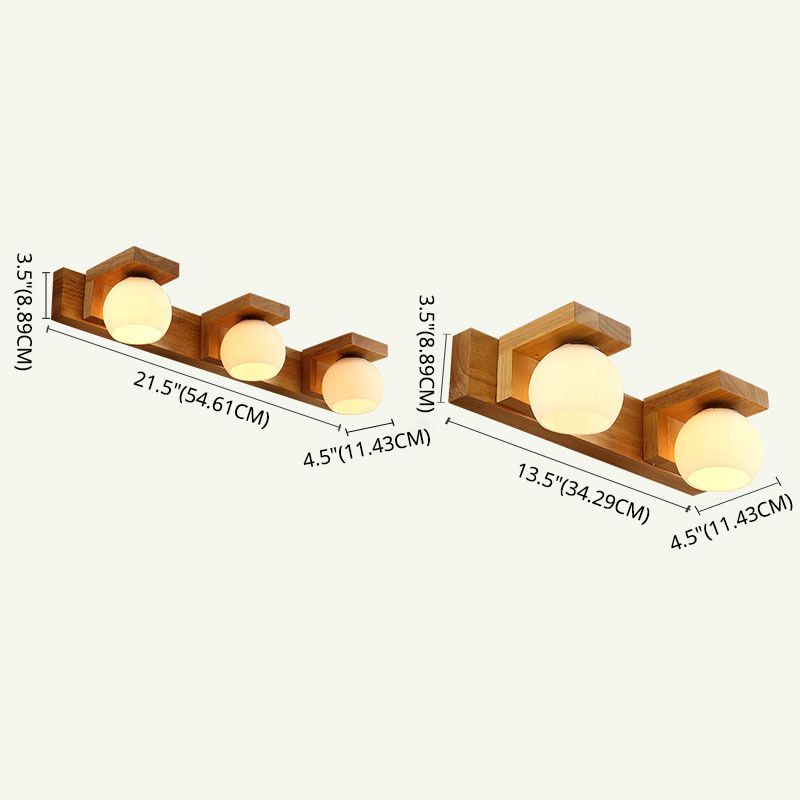 Bola de vidrio tocador de tocador apliques nórdico lámpara de tocador de madera para baño