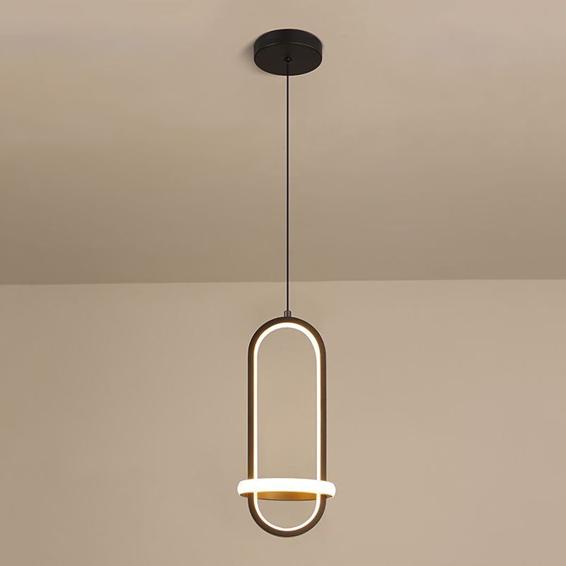 Led-in-stijl LED-hangende hanglamp geometrische hangende lamp met metalen schaduw