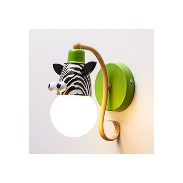 Dierenhoofd kleuterschool muur licht metaal metalen licht moderne schattige sconce lamp in groen