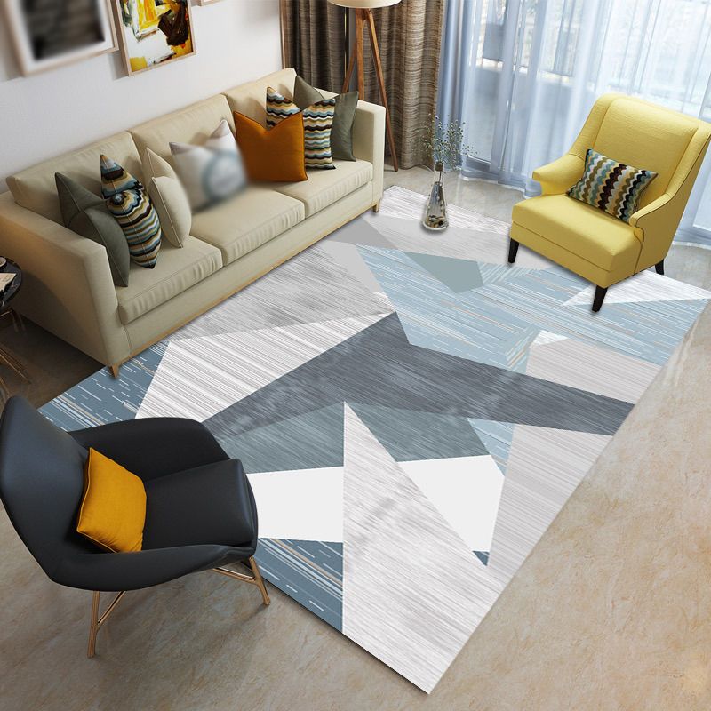 Geometric Indoor Rug Minimalist Carpet Washable Polyester Stain Resistant Area Rug for Home Decor