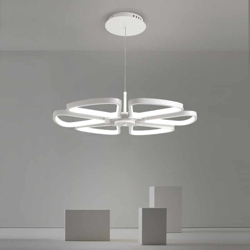Klaver geleid kroonluchter hanger moderne metallic woonkamer plafond suspensielamp in wit
