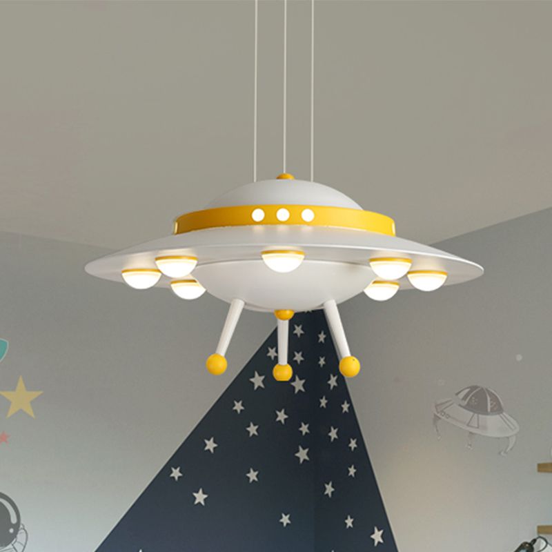 Aircraft Boys Boys Cameretta Light Light LED Metallic Cartoon Accendio a sospensione in giallo/blu