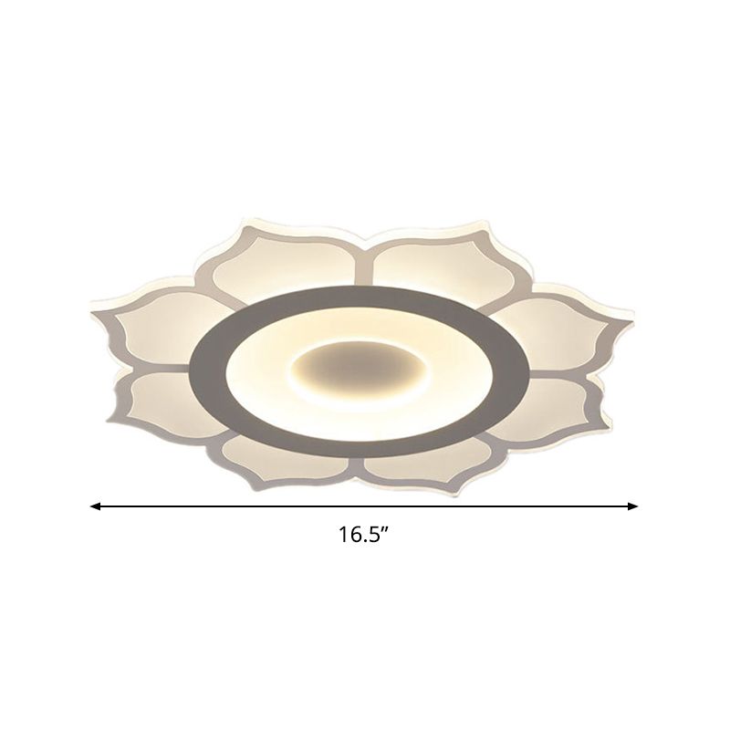 16.5"/20.5" Wide Flower Acrylic Ceiling Mounted Light Contemporary White LED Flush Mount Light, Warm Light/White Light/Outer White Inner Warm
