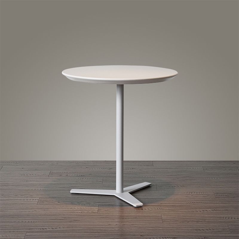 Contemporary Style  Round Wooden Coffee Table Iron Pedestal Base