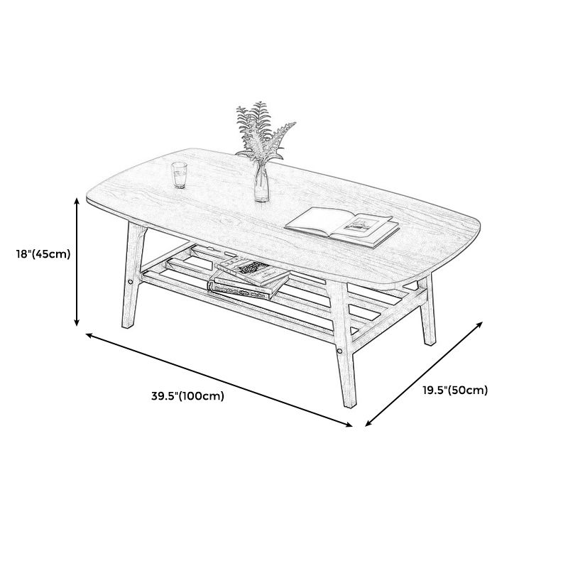 Modern Style Solid Wood Top Rectangular Walnut/wood Coffee Table