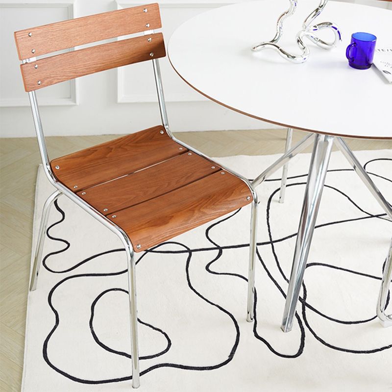 Dining Room Contemporary Silver Leg Open Back Armless Dining Chair