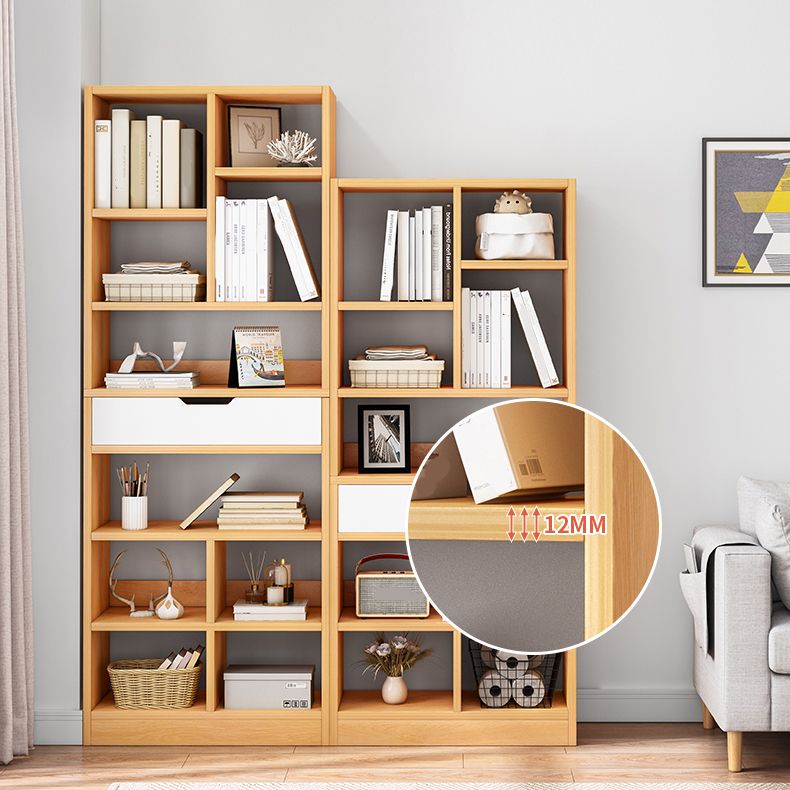 Manufactured Wood Standard Bookshelf Vertical Open Bookcase with Drawer
