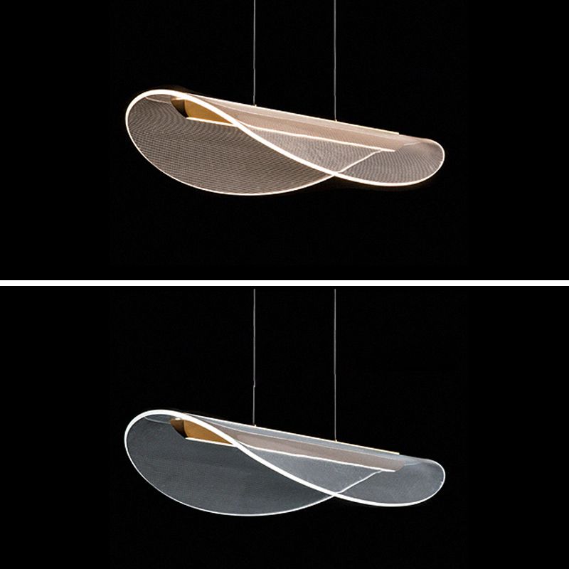 Acrylic Island Chandelier Lights Modern Style Metal Hanging Light Fixture for Dining Room