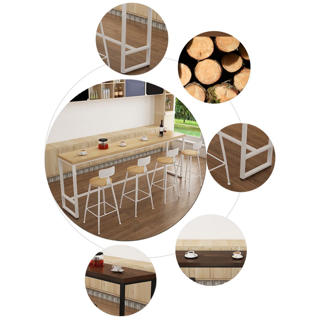 Natural Solid Wood Table and Stool Set 1/2/5/9 Pieces Rectangle Pub Dining Set